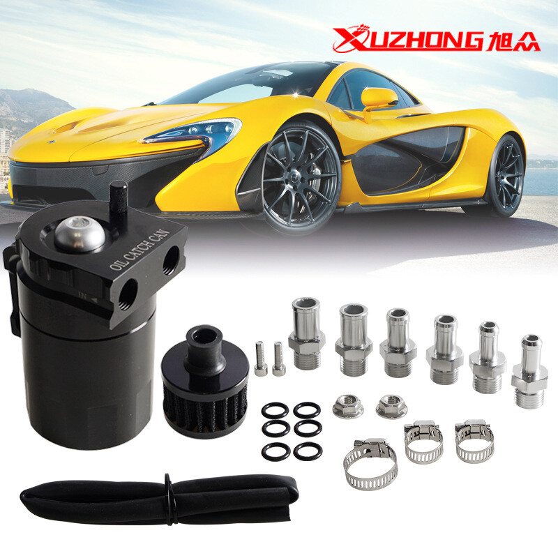 Oil Catch Can Kit Reservoir Baffled Tank with Breather Filter Universal Aluminum