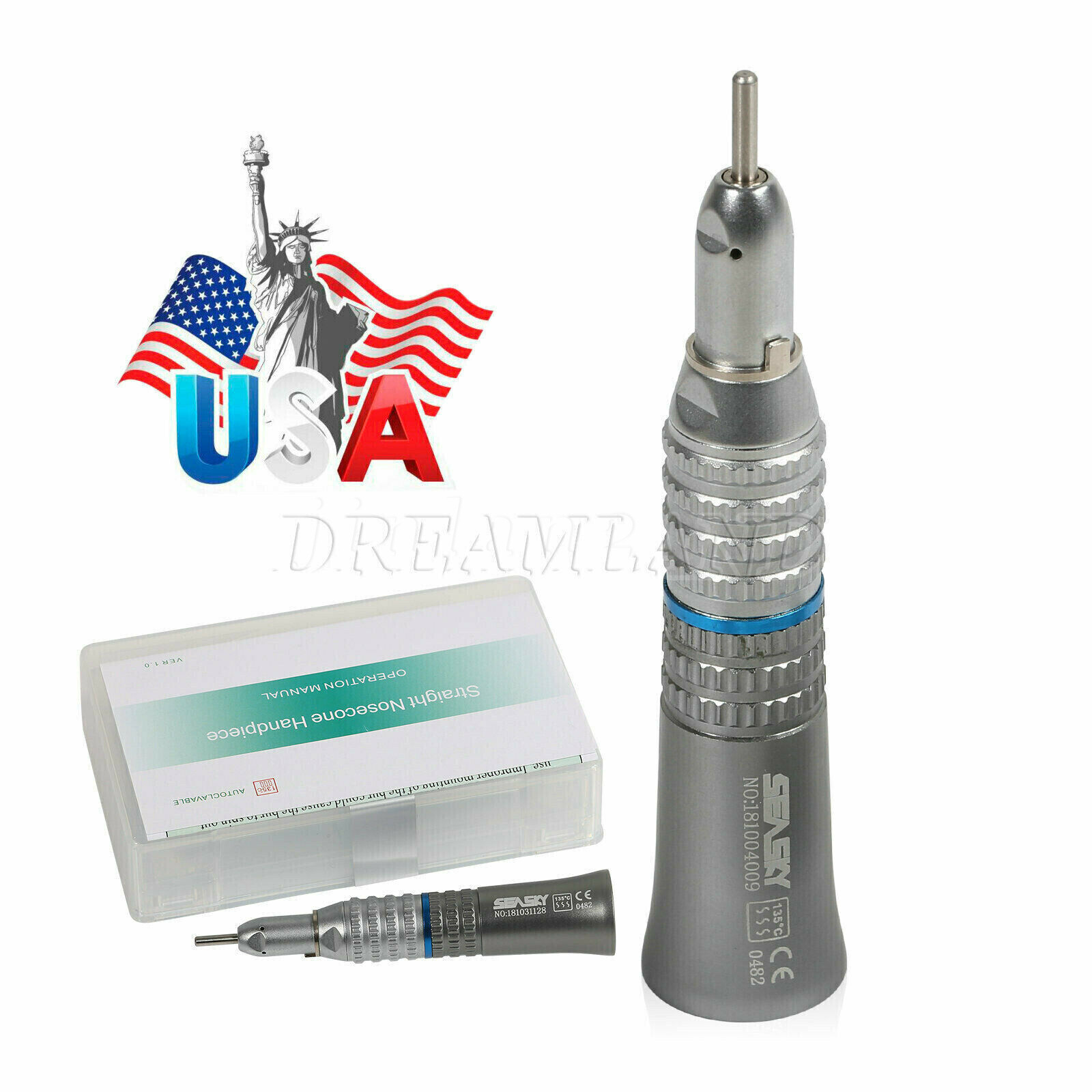 SEASKY Dental Slow Low Speed Handpiece Contra Angle Straight Air Motor 2/4Hole