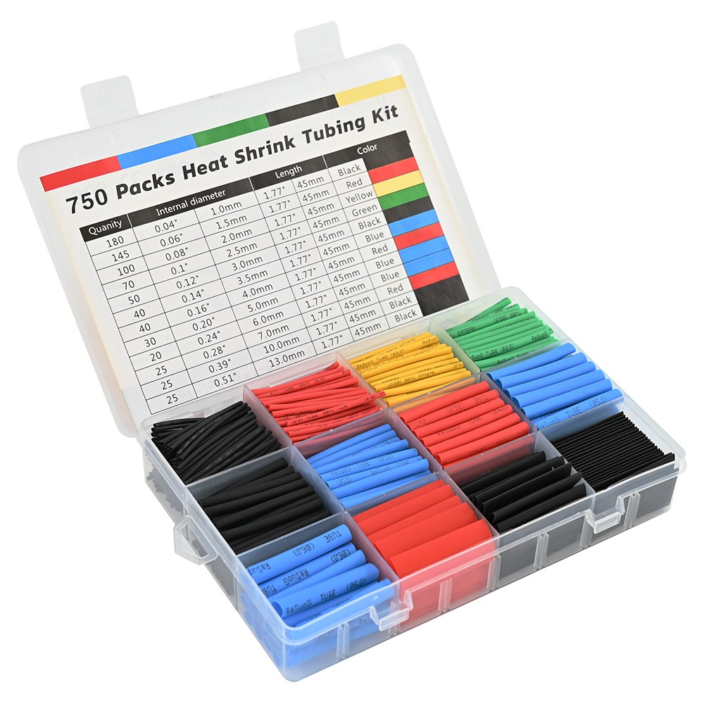 Assorted Heat Shrink Cable Wire Tubing Tube Sleeve Car Electrical Wrap 750PCS