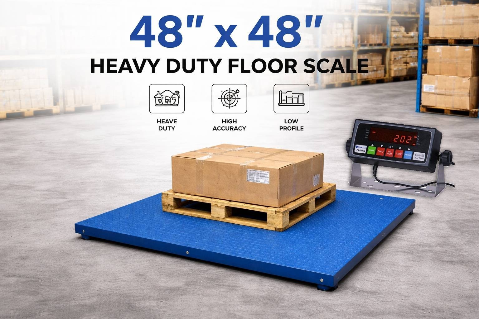 New 48″x48″ Industrial Floor Scale 10000 lb Pallet Scale Heavy Duty Warehouse