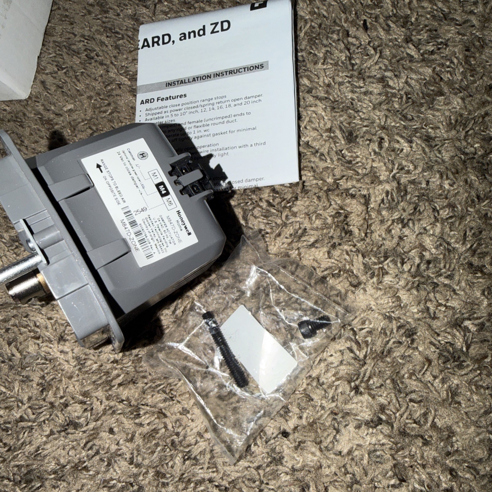 24V Zone Damper Actuator Motor M847D-ZONE/U for ARD ZD Dampers
