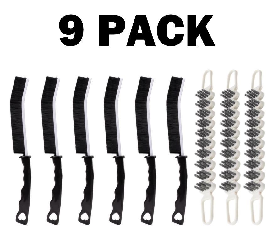 9 PACK! Crevice Cleaning Brush Curved Scrubber Hard Bristle Grout Cleaner Window