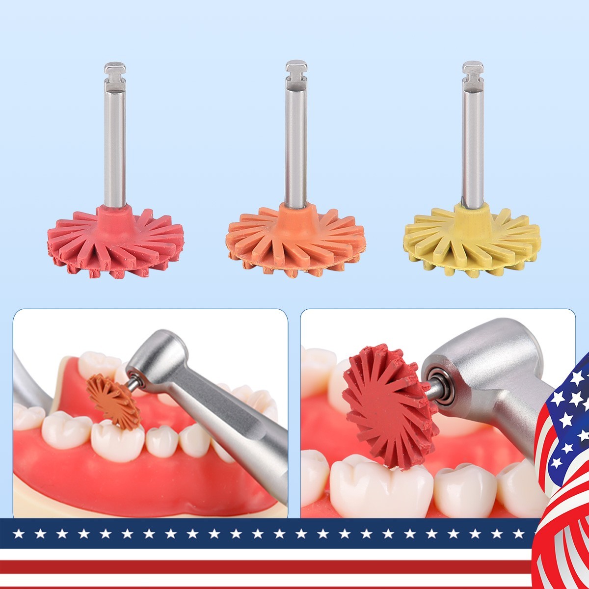 6Pc Dental Polishing Wheel Discs Kit RA 2.35mm for Composite Ceramic Polishing