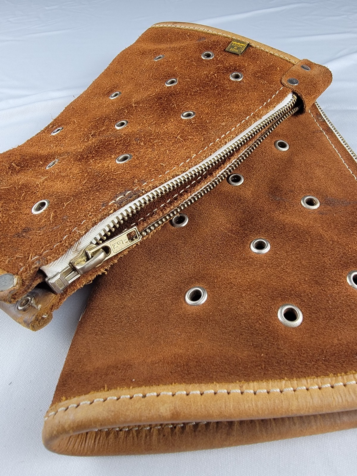 Vintage Leather Glassblowing Arm Guards Pair Suede Heat Shields Made in Mexico