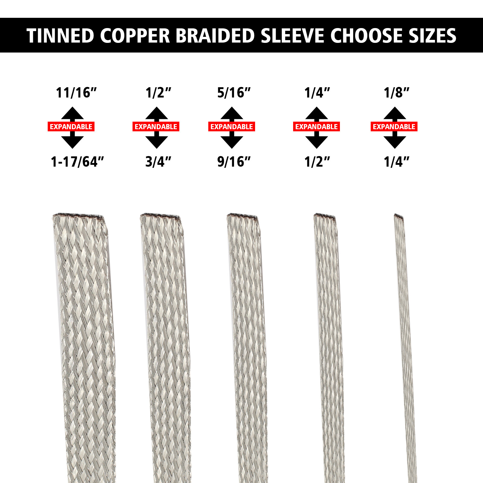 EMI RFI ESD Shielding Wire Sheathing Cable Sleeve Metal Mesh 12’&30′ Length Lot