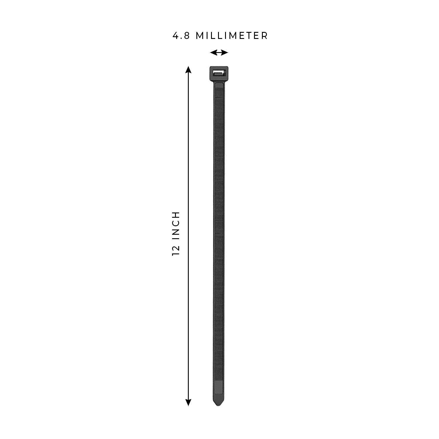 1000-Pack Premium 12″ Inch Black Nylon Zip Ties, 60 lbs, UV Resistant, 4.8mm