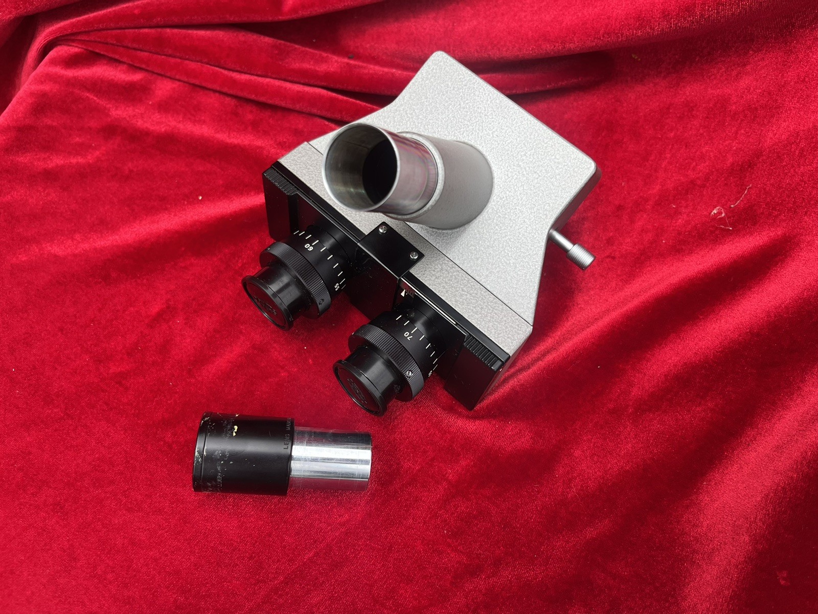 Olympus CH Trinocular Head for CH Series Microscopes — Silver Hammertone Vintage