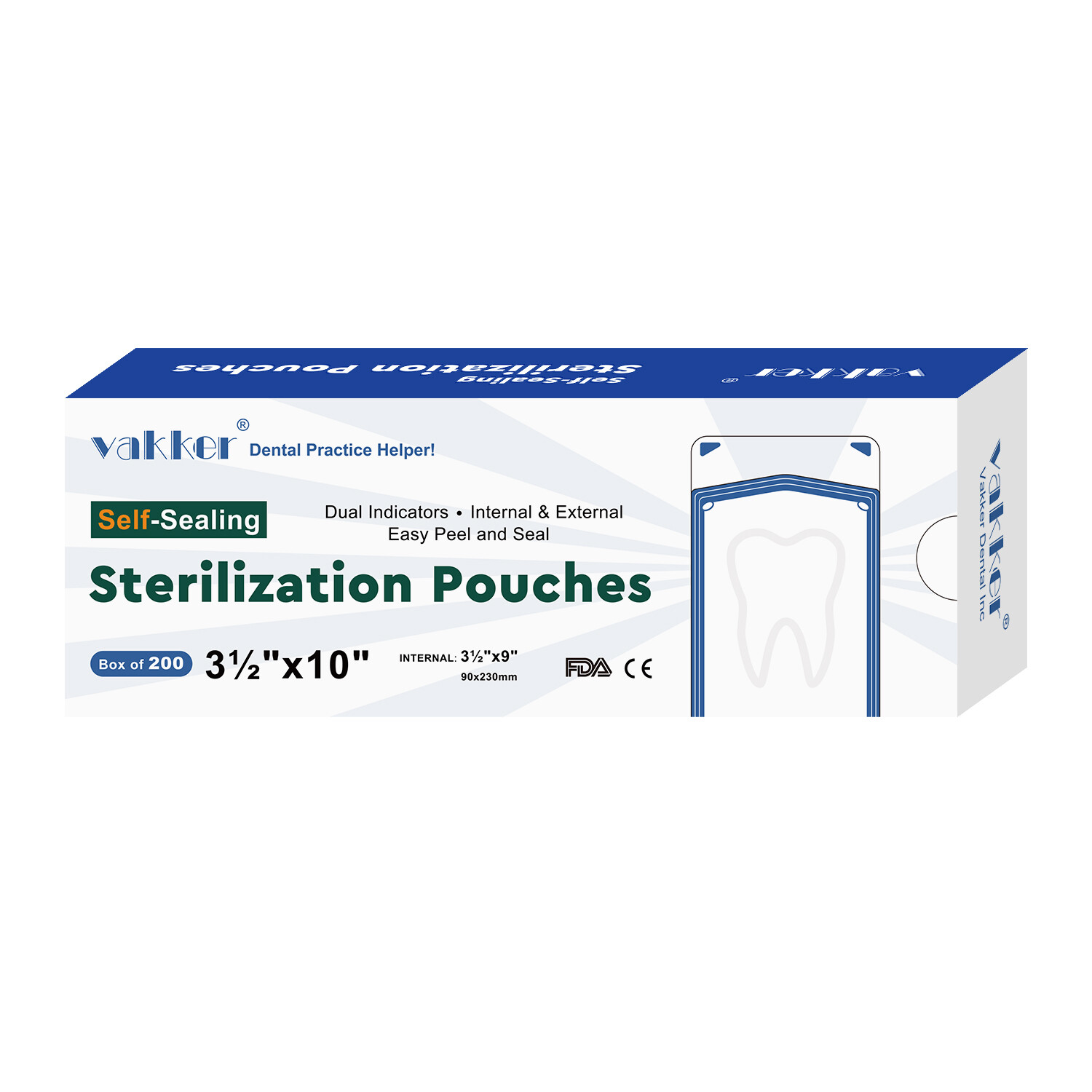 4000 3.5″ x 10″ Self Sealing Dental Sterilization Pouches Medical Autoclave Bags