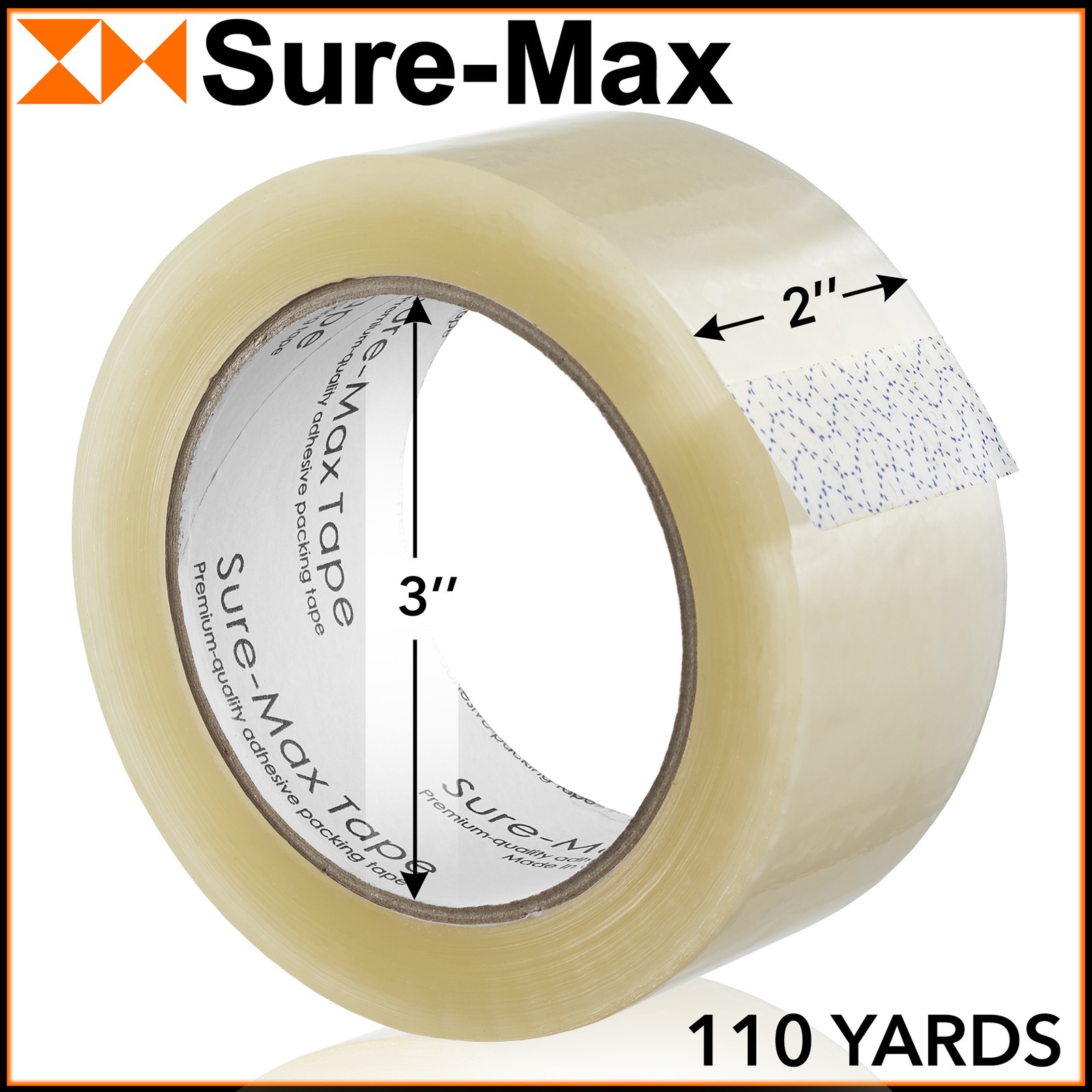 72 Rolls Carton Sealing Clear Packing Tape Box Shipping- 1.8 mil 2″ x 110 Yards