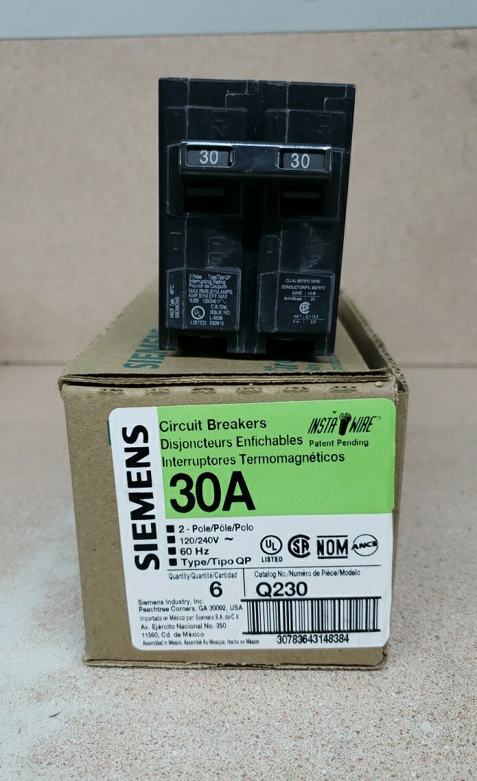 1) New! SIEMENS Q230 CIRCUIT BREAKER 30AMP, 2 POLE, 120/240V
