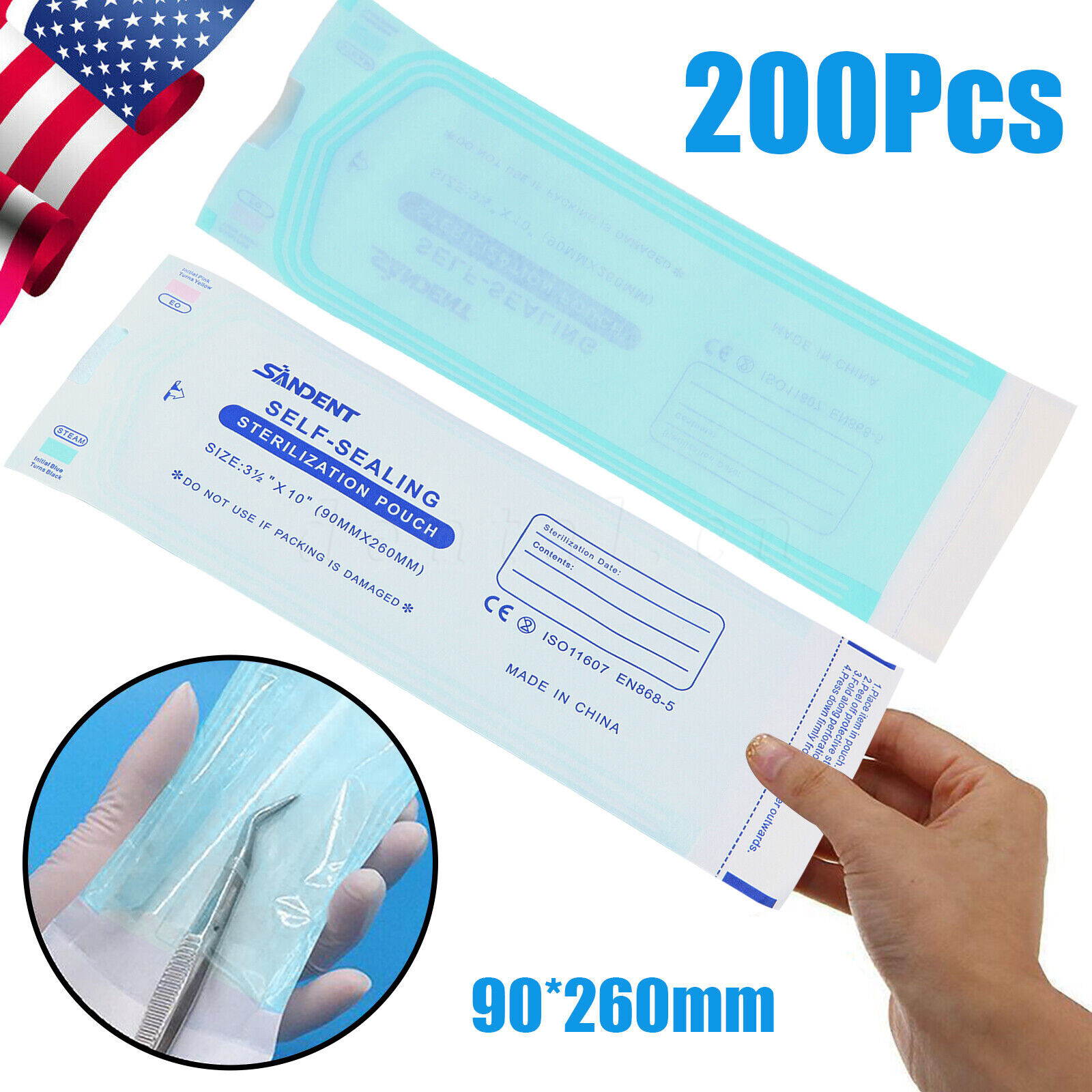 up to 10000 Sterilization Pouches 3.5″ x 10″ Dental Medical Self Seal Pouch Bag