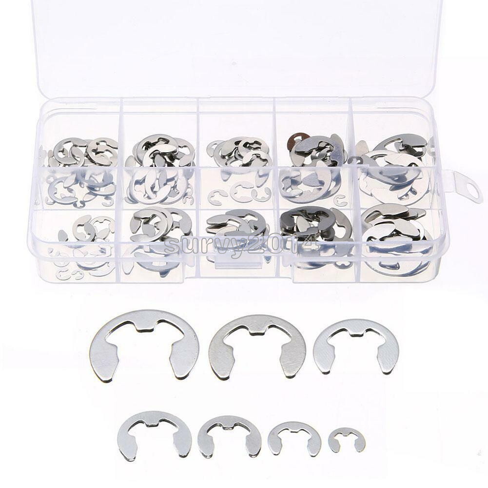 120PCS Assorted M1.5 – M10 Stainless E Clips C Circlip Retaining Snap Ring