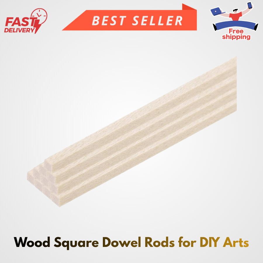 20pcs Wood Sticks, 1/8″x 1/8″ x 12″ Rectangle Wooden Cube Wood Square Dowel Rods