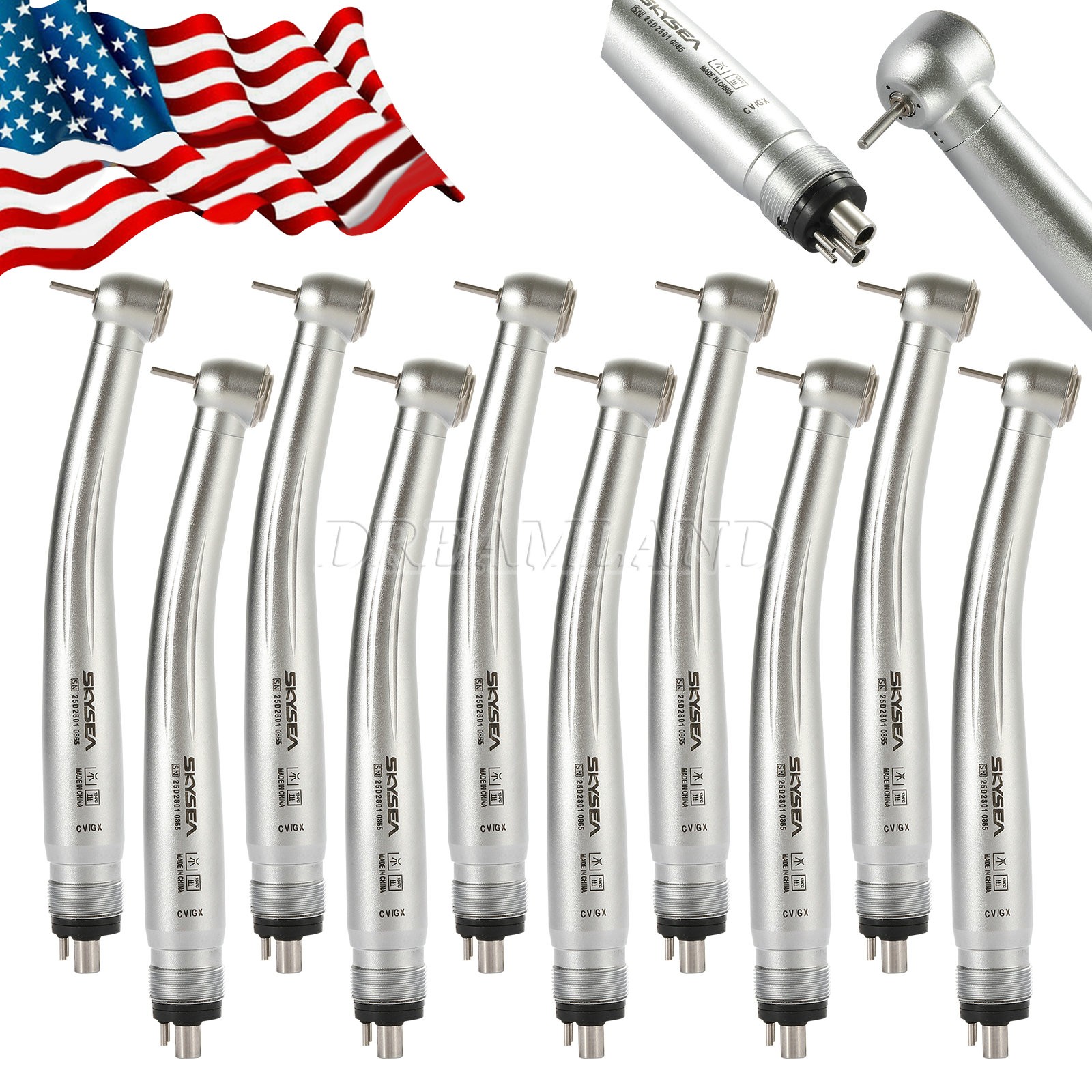 SKYSEA Dental High Speed Handpiece 4 Hole 1-10 PCS USA 1 Year Warranty