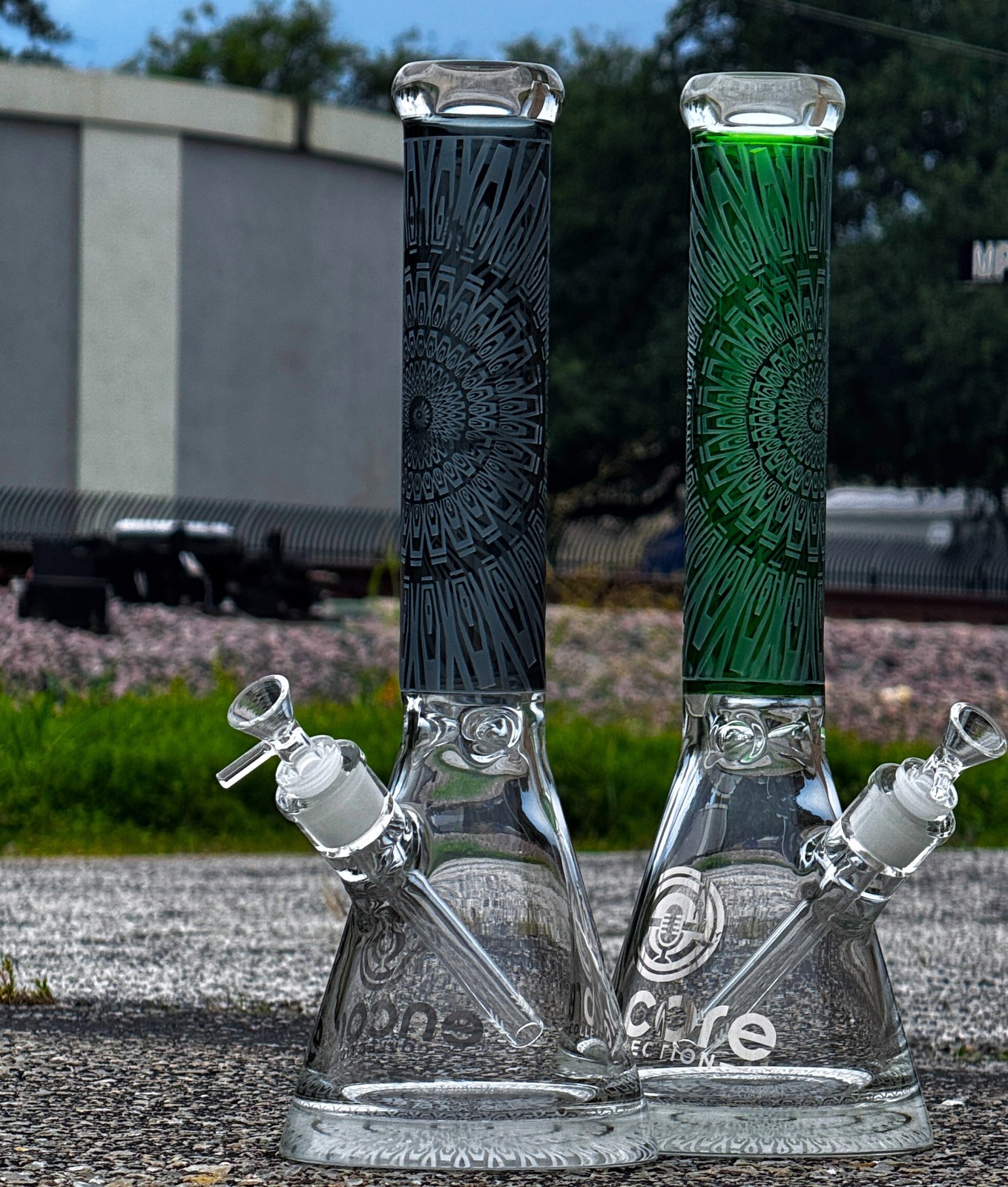 15″ Super Thick Color Sandblasted 50mm Bong Pounder Beaker Hookah Water Pipe