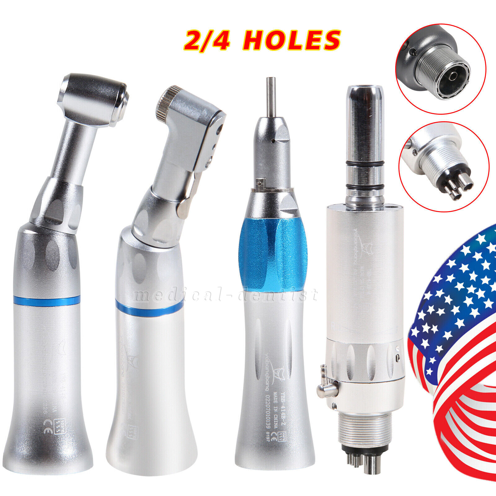 NSK Style Dental Slow Low Speed Handpiece Contra Angle Straight Air Motor 2H/4H