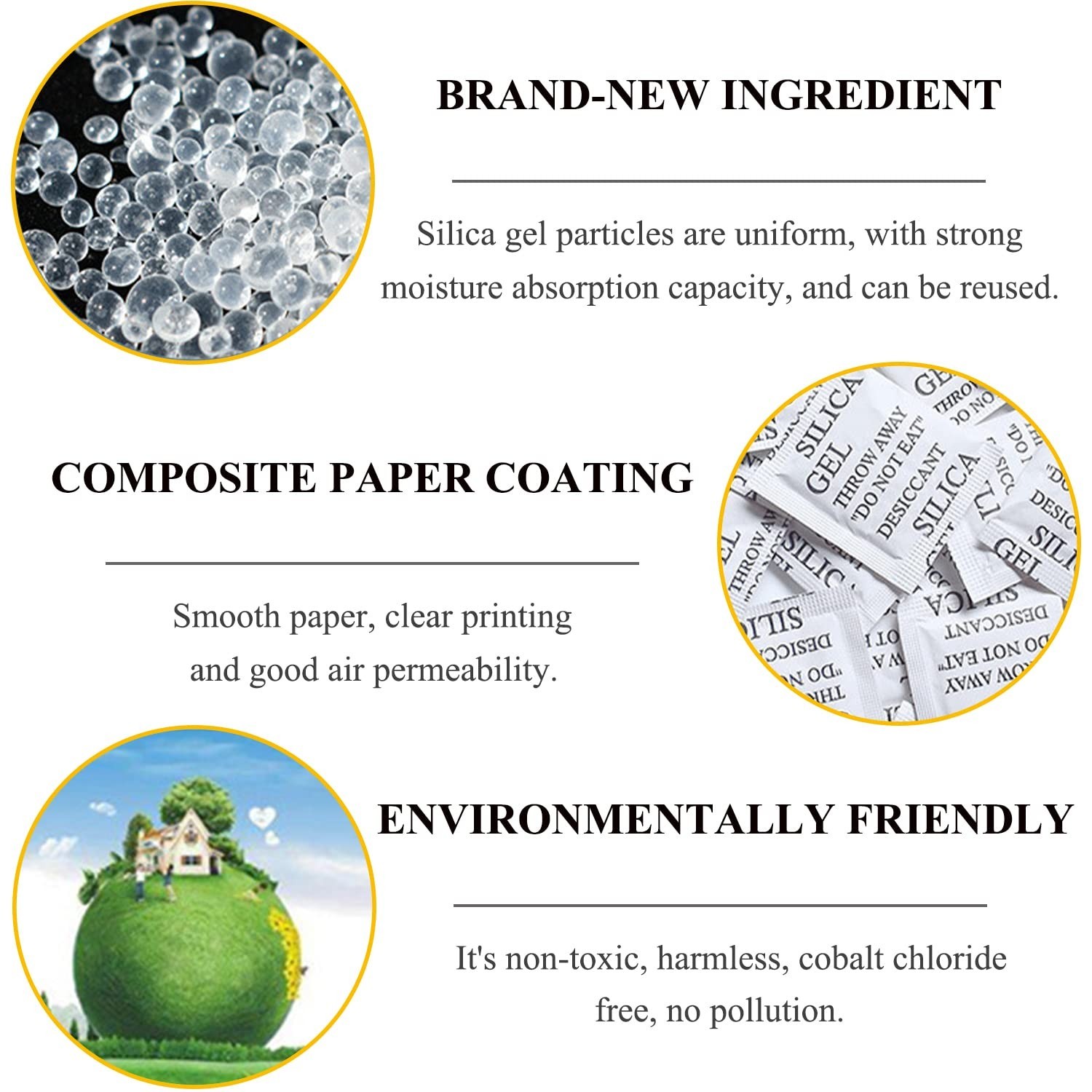 Silica Gel Packets – 50 Packs of 5 Grams, Food Safe Moisture Absorbers, Reusable