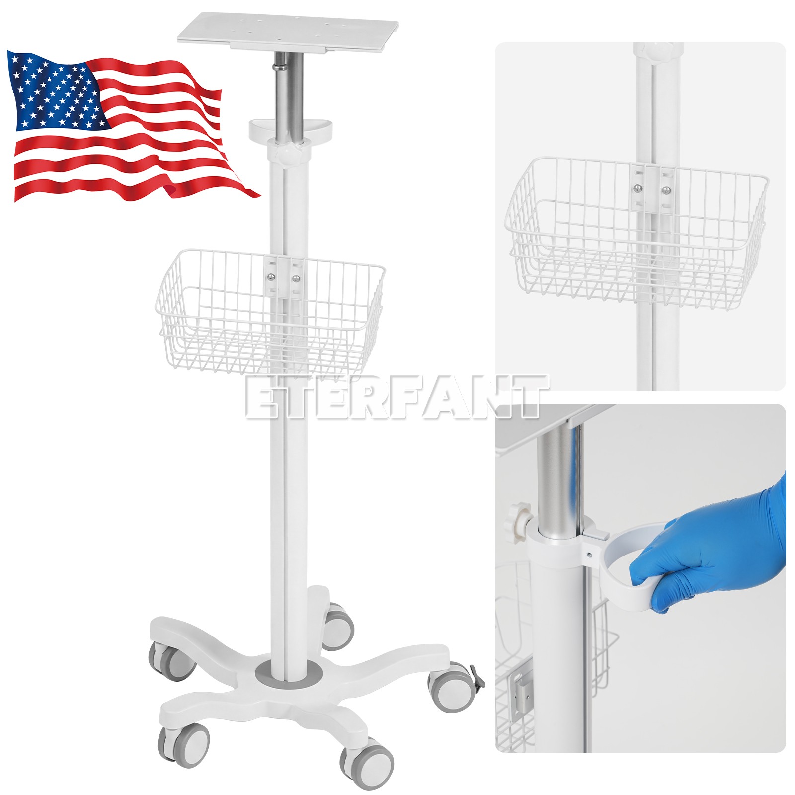 Wall Mount Bracket with Screw Holes/Medical Trolley Cart for Patient Monitor