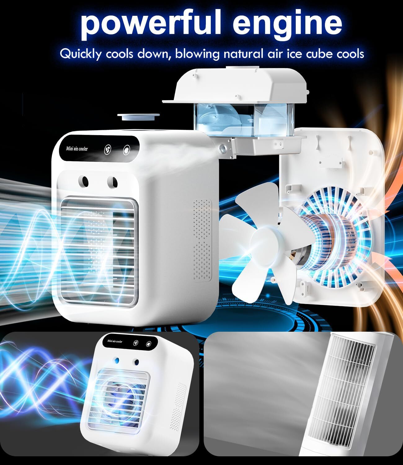 3-In-1 Air Cooling Fan Air Conditioner Cooler Evaporative Water Humidifier