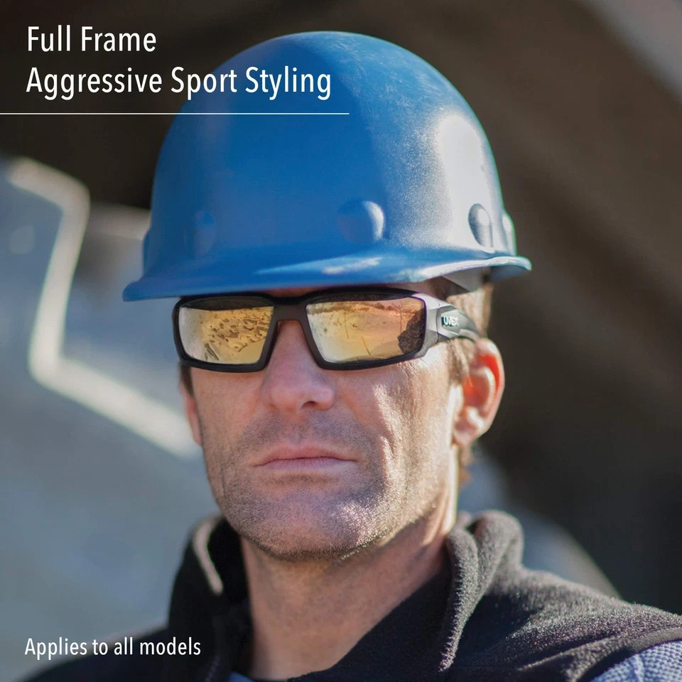 Uvex Hypershock Safety Glasses Hydroshield AF Coating Smoke Brown Frame Expresso