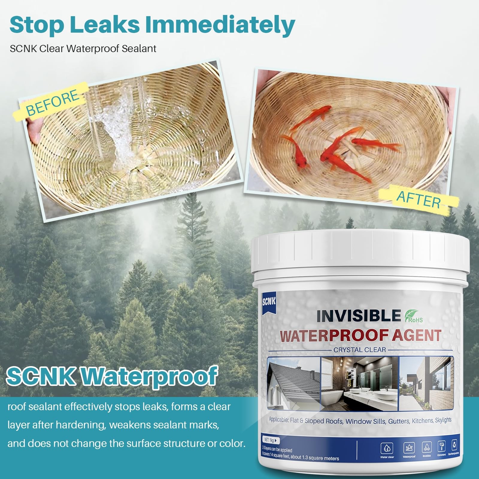 SCNK 1000g Transparent Waterproof Coating Agent, Super Strong Waterproof Insu…
