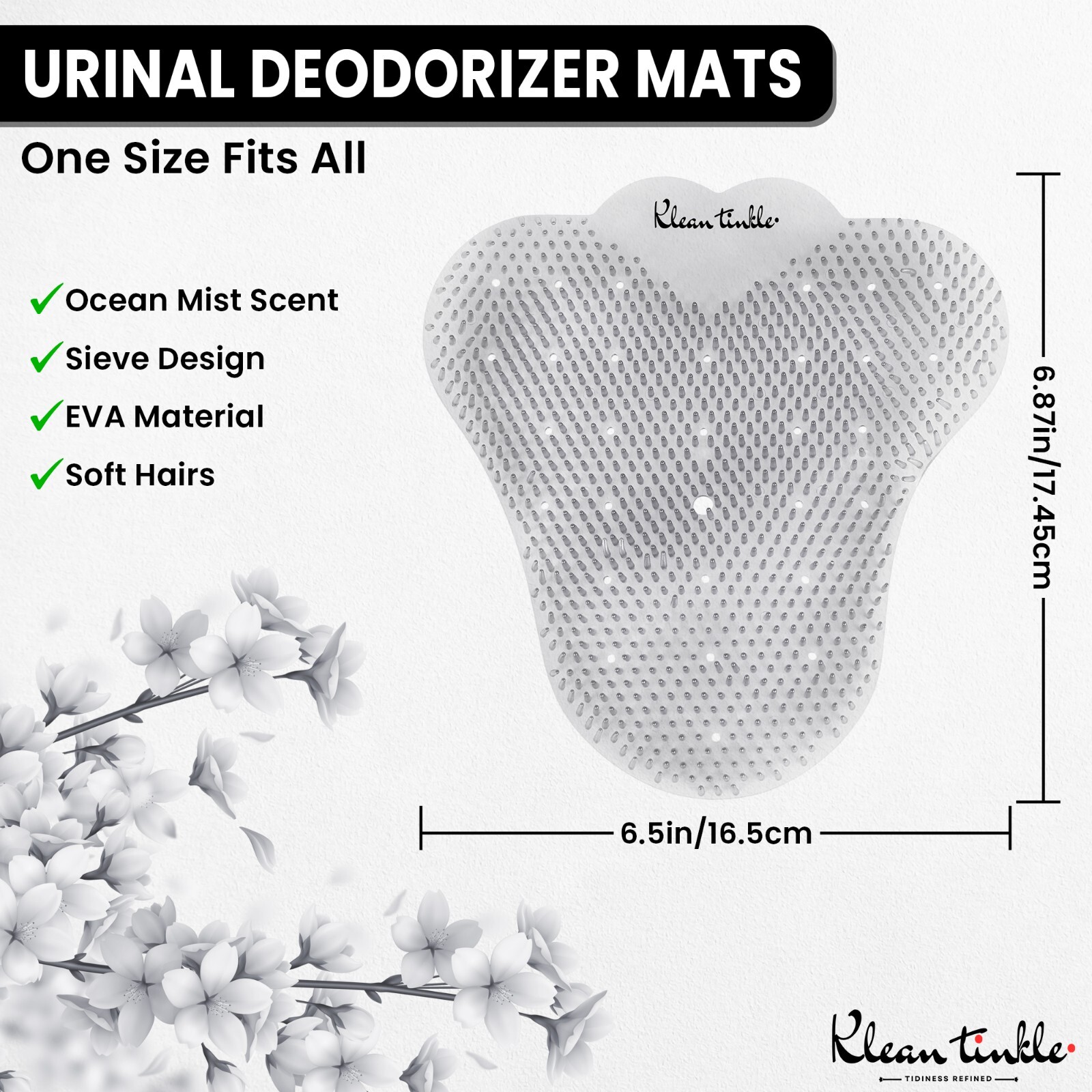 Pack of 3 Clear Triangle Restroom Urinal Mats 6.4″ Unscented Anti-Splash Screens