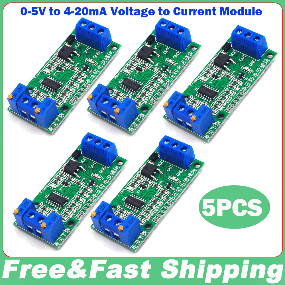 5 Voltage To Current Transmitter Signal Conversion Module 0~5V 3.3V 5V to 4-20mA