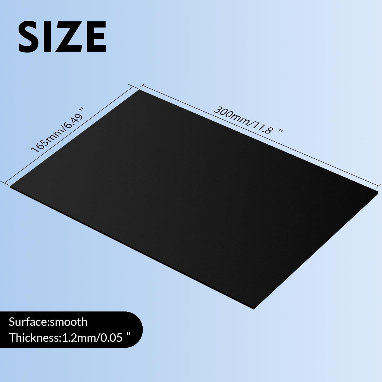 Laser Engraving Blank ABS Double Color Plastic Sheet (Black) | 11.8X6.49X0.05 In