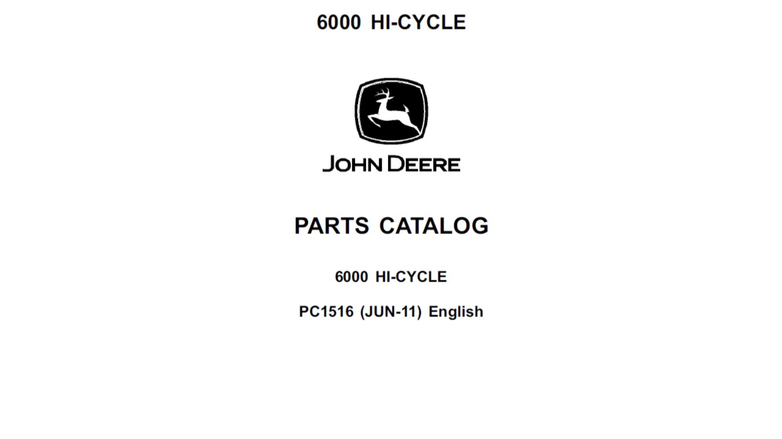 John Deere 6000 Hi Cycle Sprayer PC1516 Spare Parts List Manual PDF on USB