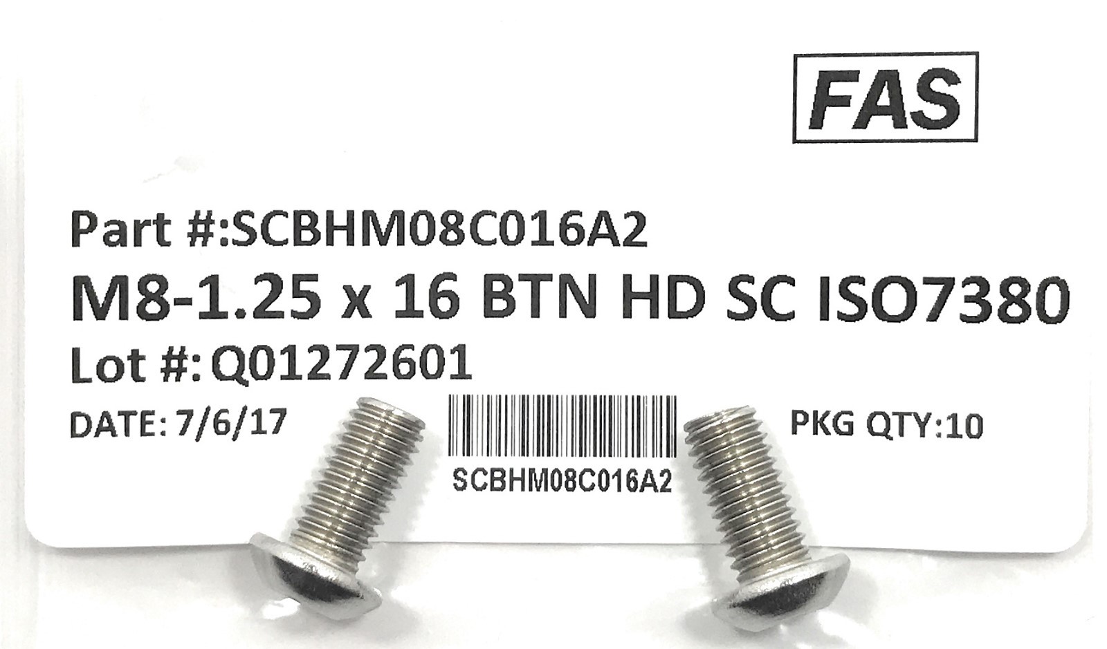(10) M8 x 1.25 x16 Stainless Steel Button Head Socket Cap Screws ISO7380 M8-1.25