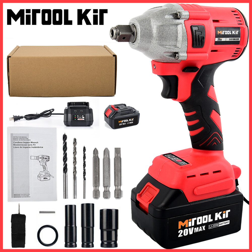 Cordless Electric Impact Wrench Gun 1/2” High Power Driver with Li-ion Battery