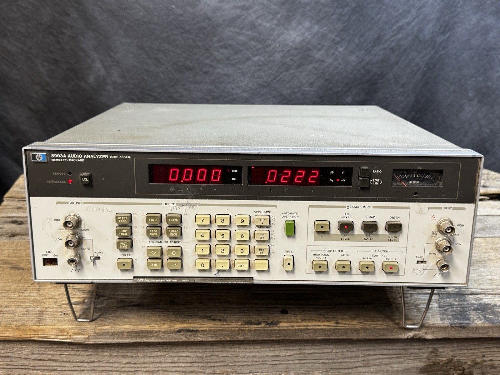 HP Agilent 8903A Audio Analyzer Powers Up