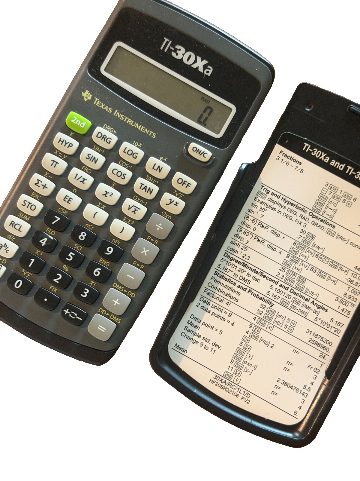 Texas Instruments TI 30Xa Scientific Calculator Dark Grey Black Slide Cover