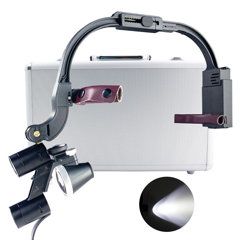 3.5X Dental Surgical Headband Binocular Loupes with 5W LED Head Light 2 Leds USA
