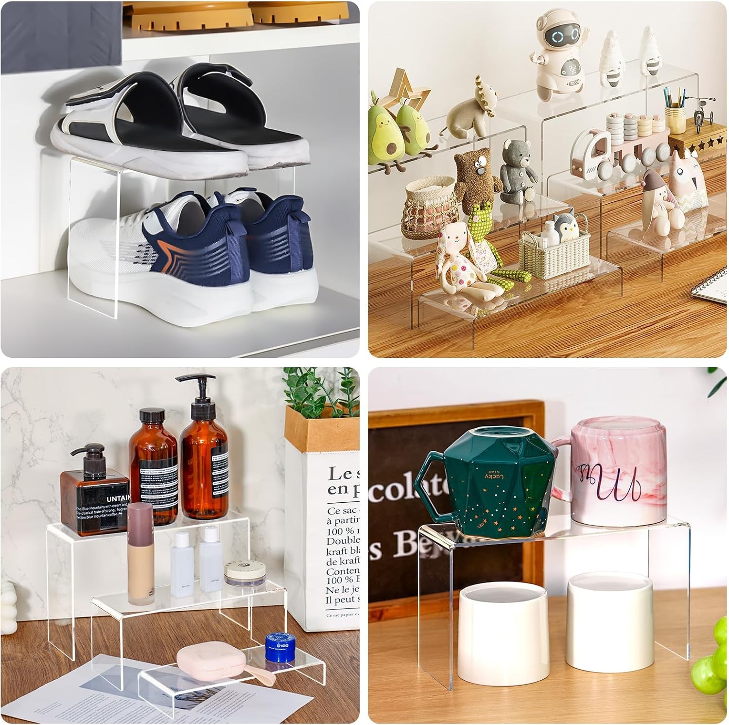 10pcs 2 Set Acrylic Risers for Display Clear Perfume Organizer Stands