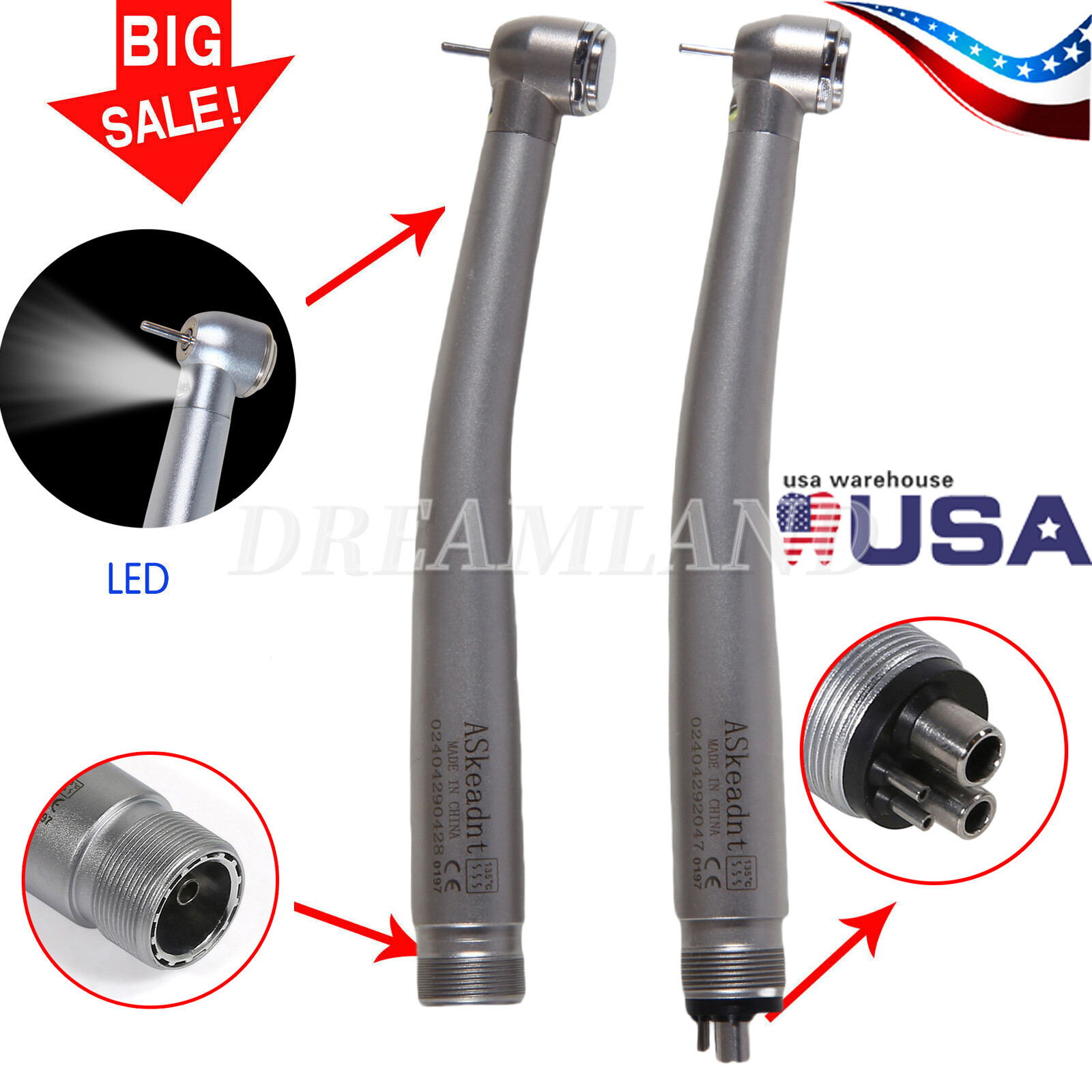 NSK Style Dental Fiber Optic LED E-generator/ High Speed Handpiece 4 Hole/2 Hole