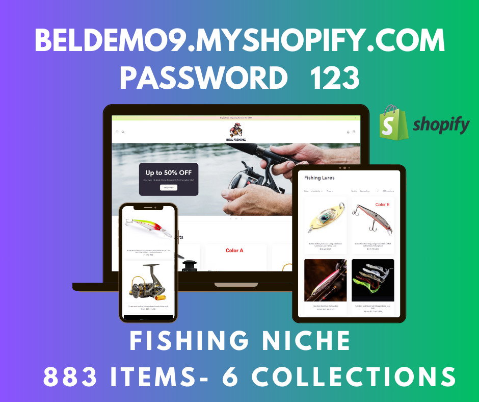 READY-MADE DROPSHIPPING Shopify Store – 883 Products – Fishing Niche