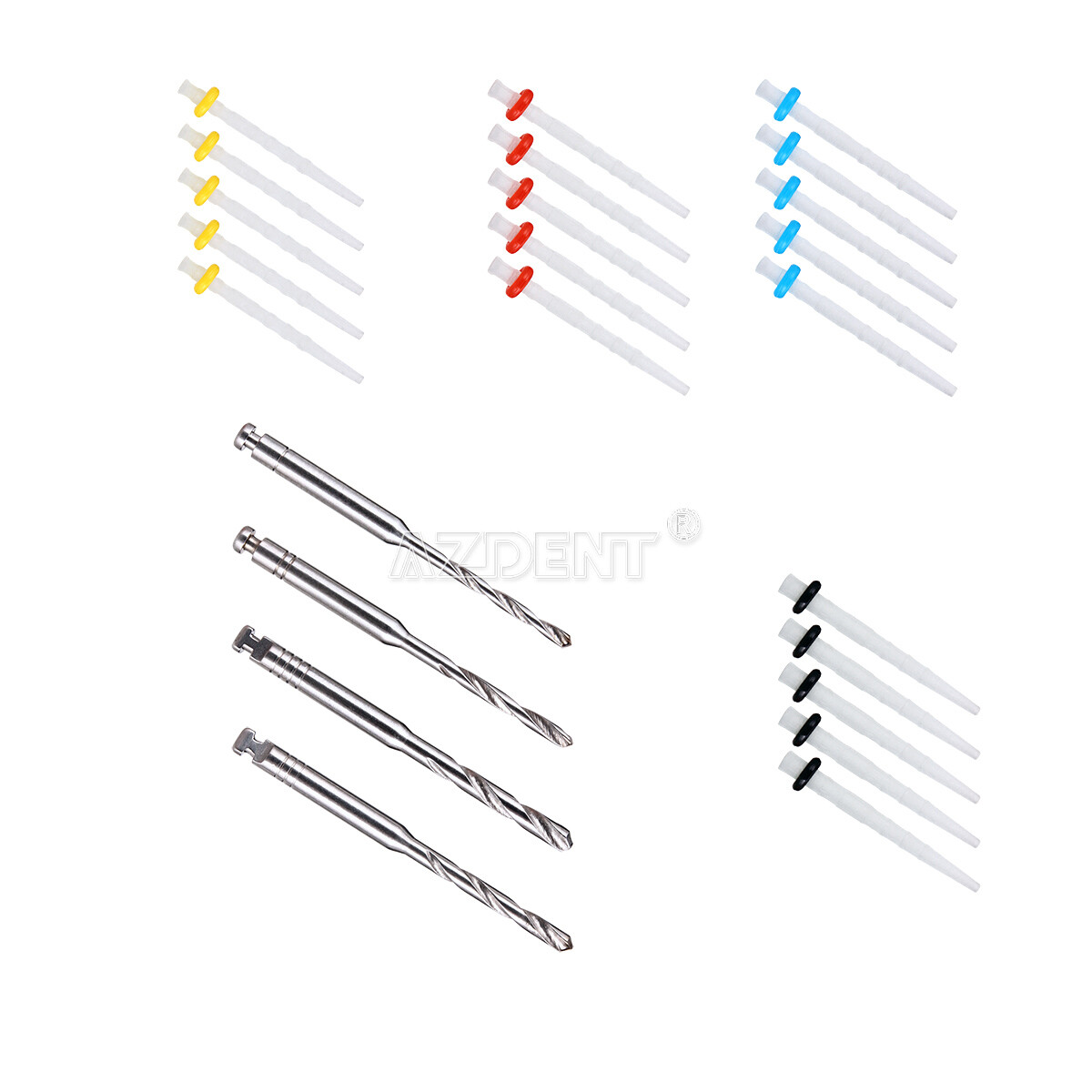 5 Packs Dental High-intensity AAA Fiber Posts Resin Screw Thread Glass 4 Drills