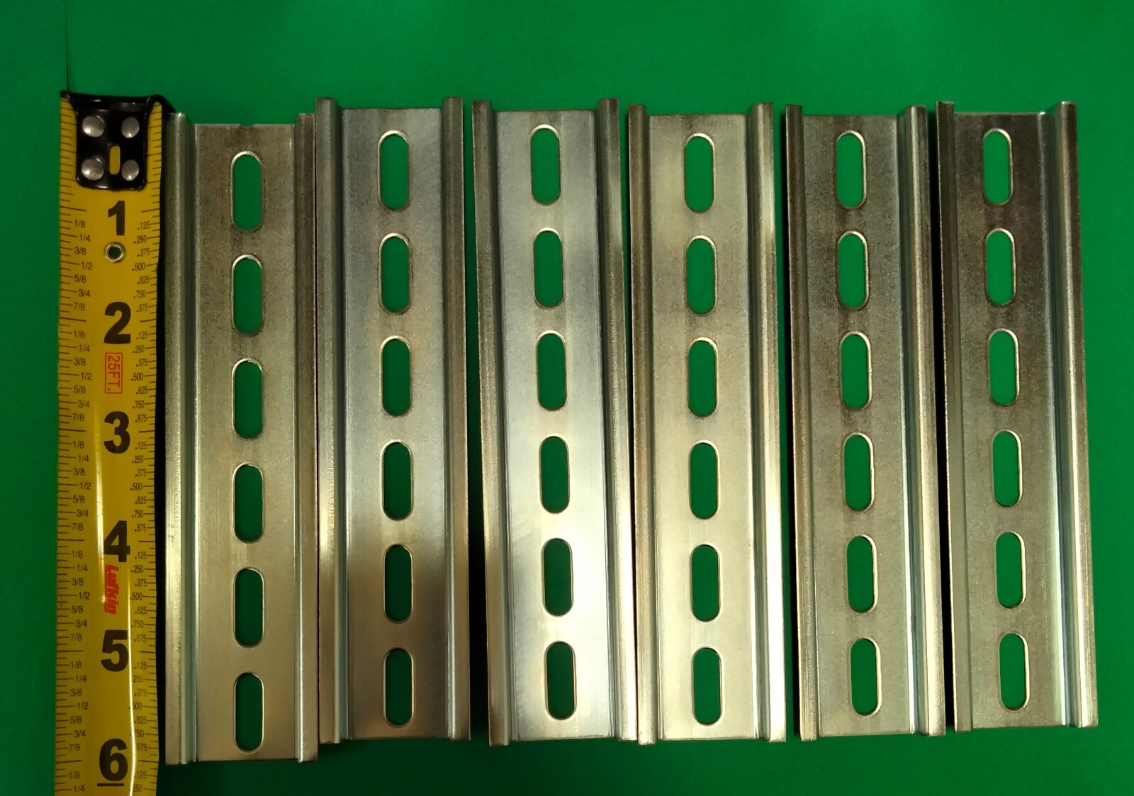 6 Pieces DIN Rail Slotted Steel 6 in. long 35mm 7.5mm 3 ft.