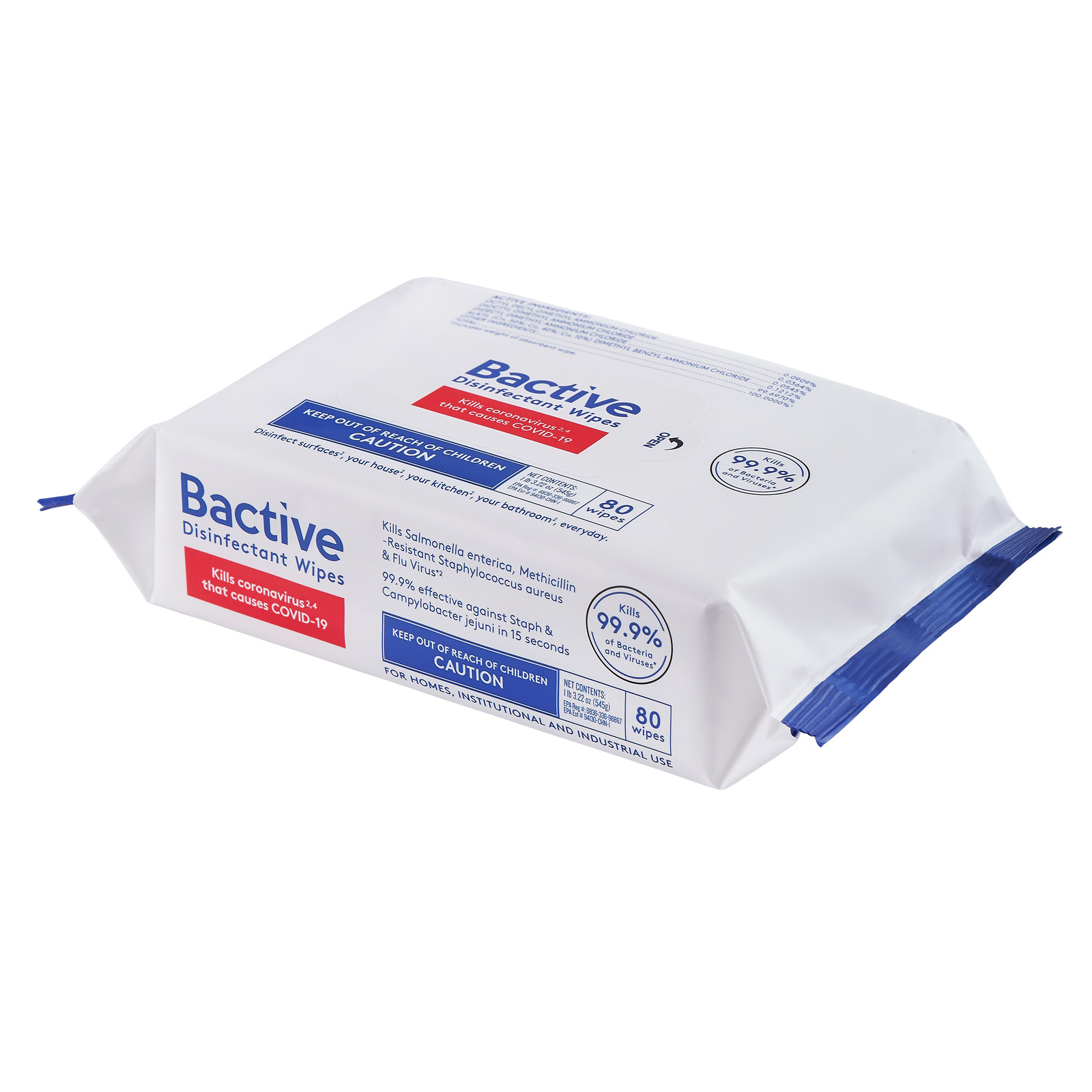 BACTIVE DISINFECTANT WIPES 18 PACK, 1,440 WIPES *NEW