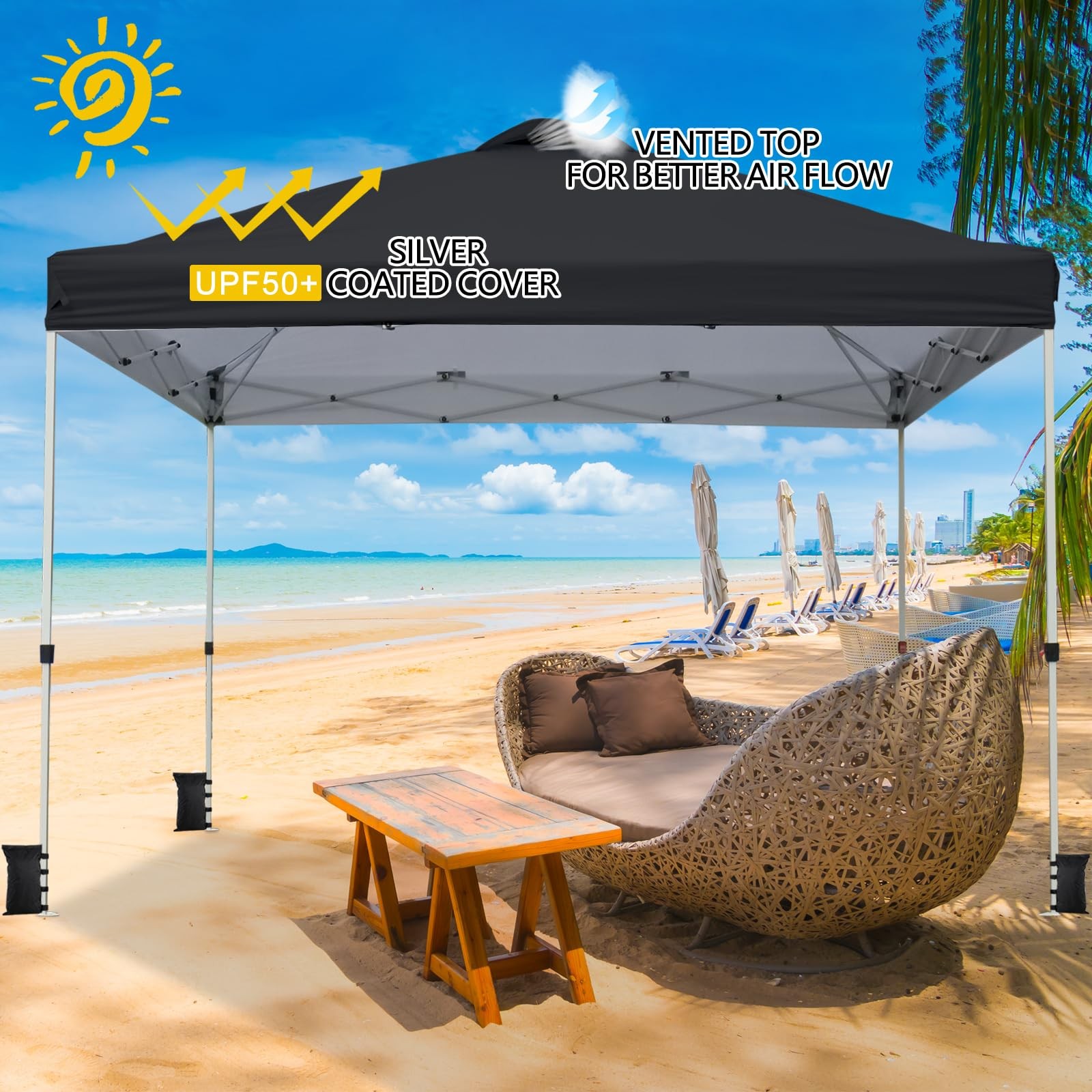 Vingli 10X10 Pop Up Canopy Tent Sandbags Rolling Bag Portable Instant Party