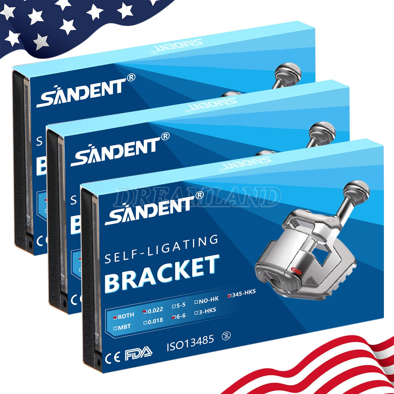 10 Packs Dental Orthodontic Bracket Braces Ceramic MBT 022 with 3-4-5 Hooks
