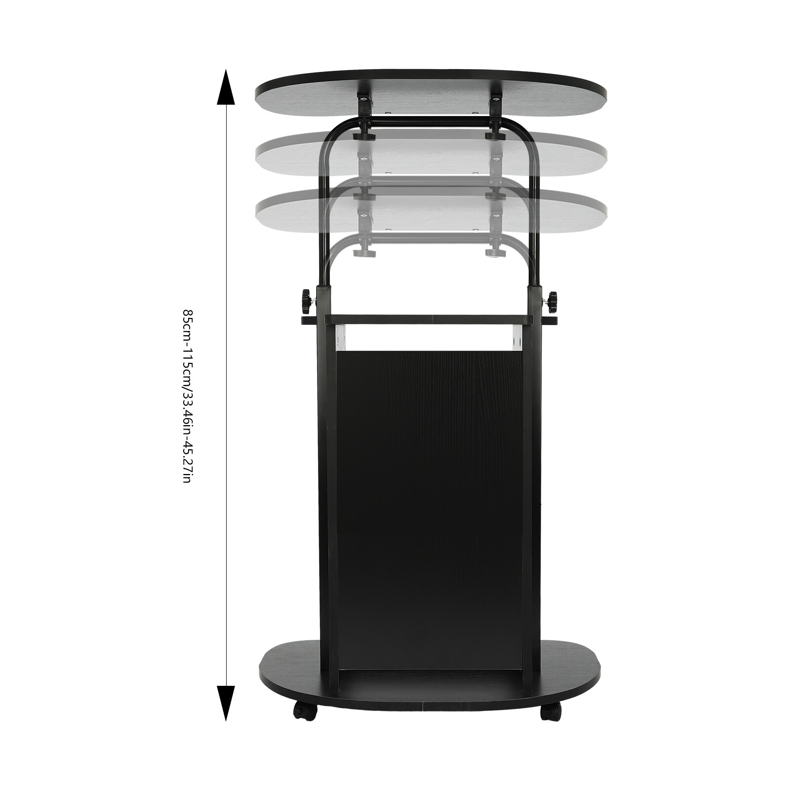 Black Sit-to-Stand Rolling Adjustable Storage Medical Laptop Computer Cart Desk