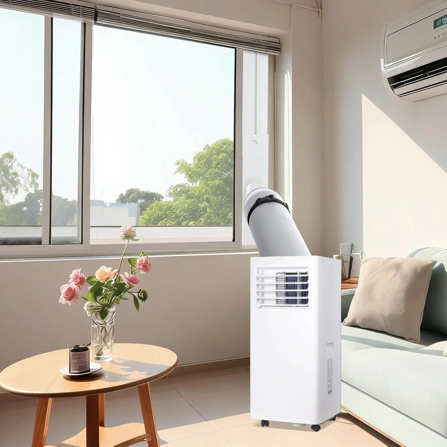 Portable Air Conditioner Window Unit Kit with Hose Universal Adjustable Seal Pla