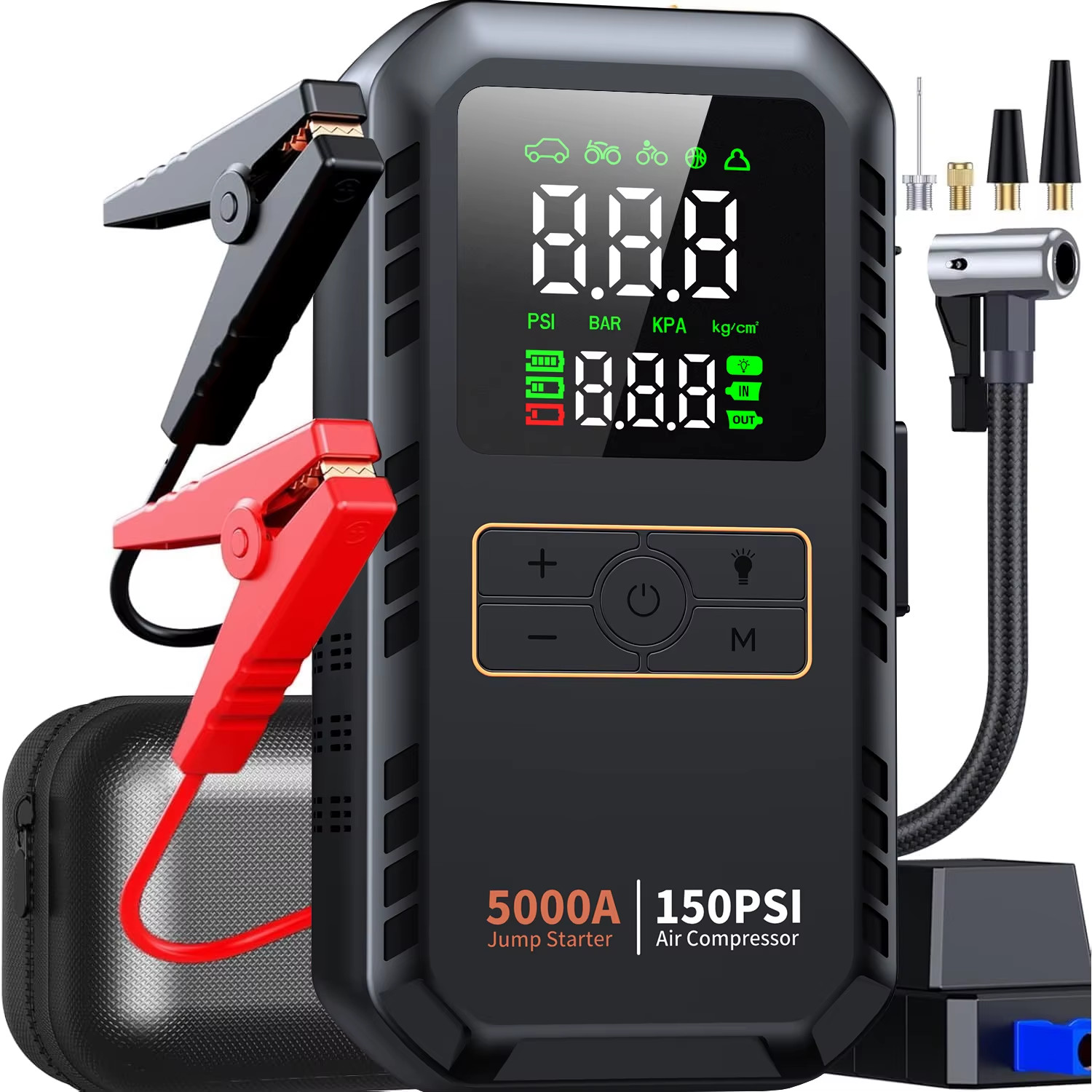 Car Jump Starter with Battery Booster Air Pump Portable Power Bank Tire Inflator