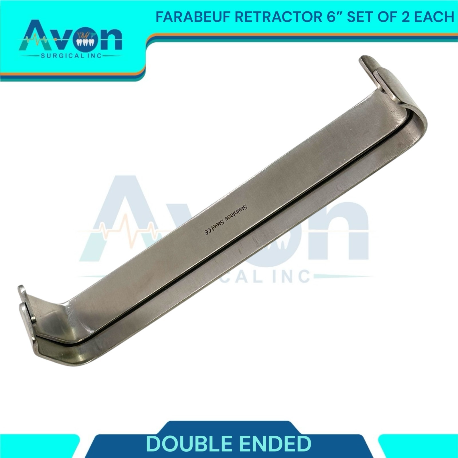 6in Farabeuf Retractor – Double Ended – Satin Stainless Steel – Set of 2