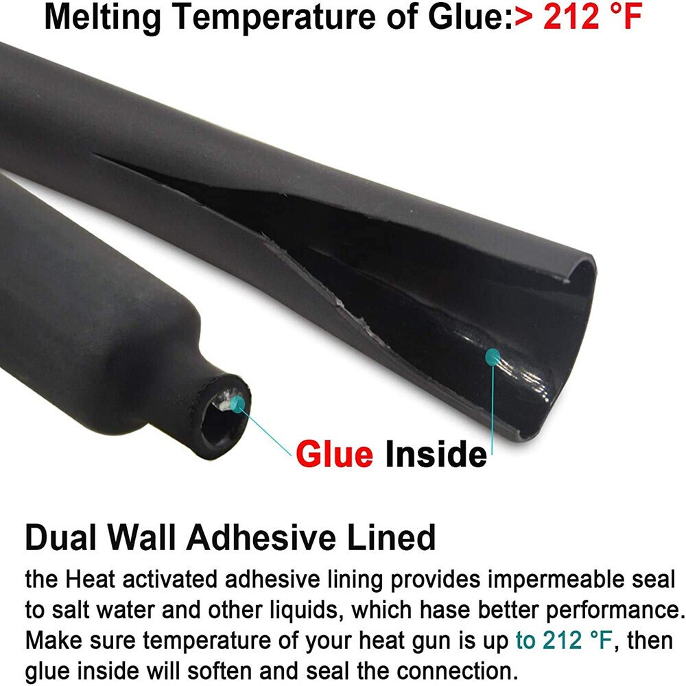 1-10 ft Marine Insulation 3:1 Ratio Heat Shrink Tubing Cable Sleeve Wire Wrap