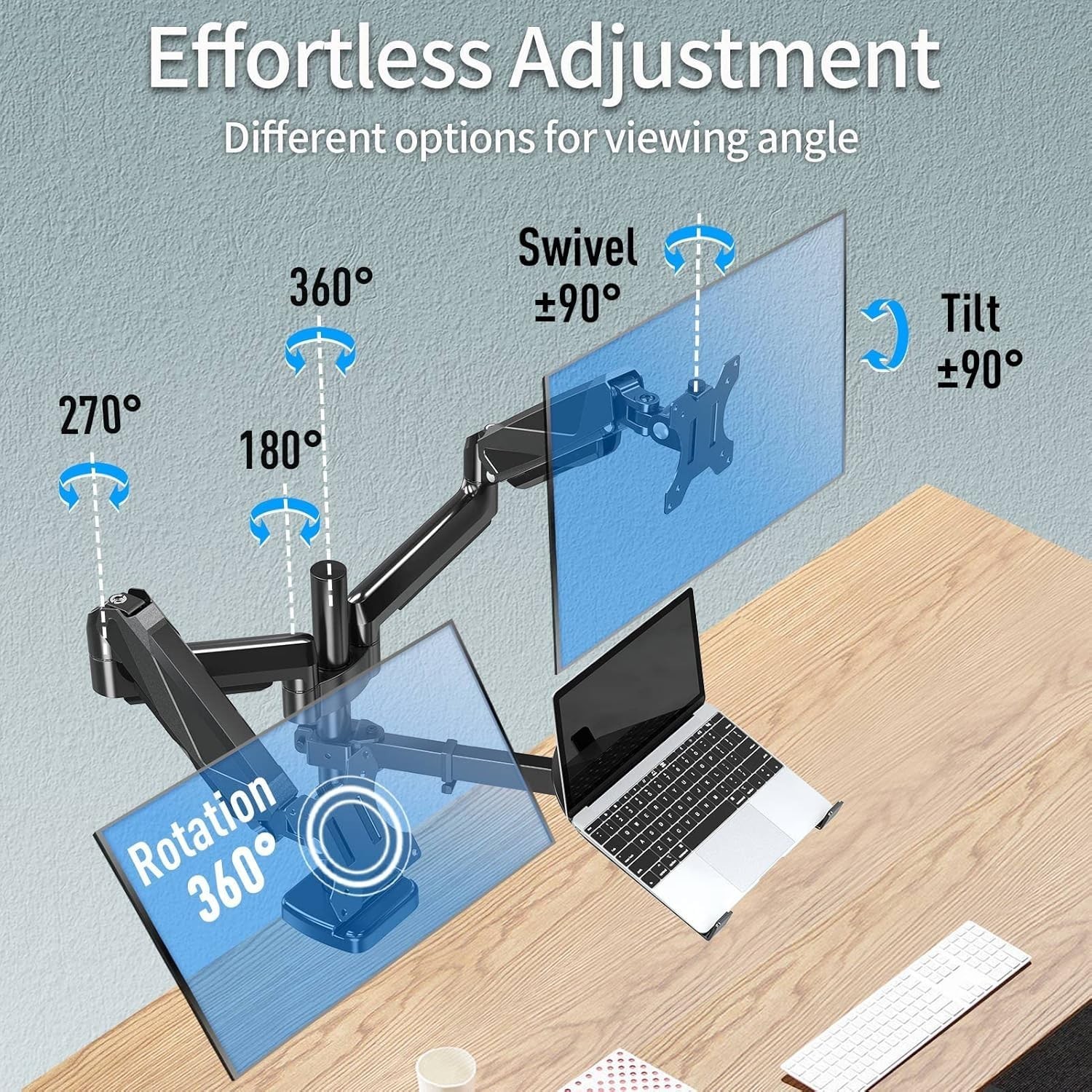 MOUNTUP Dual Monitor and Laptop Mount, Adjustable Monitor Stand for 2 Max 27″…