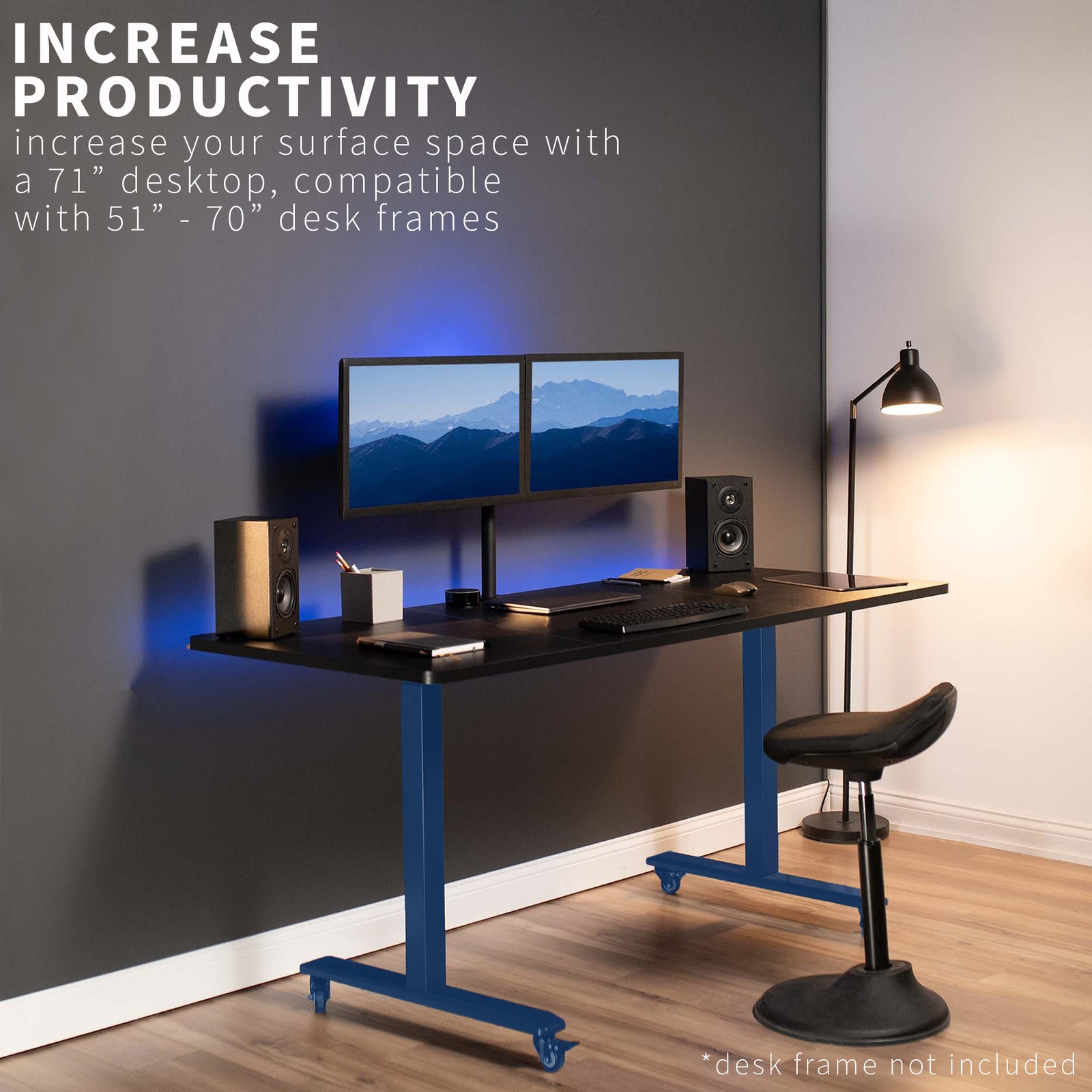 VIVO Black 71 x 30 inch Universal Table Top for Sit to Stand Desk Frames