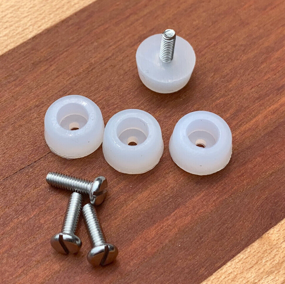 Extra Small 3/8″ DIA Rubber Bumpers with Stainless Steel Screws (Black or Clear)
